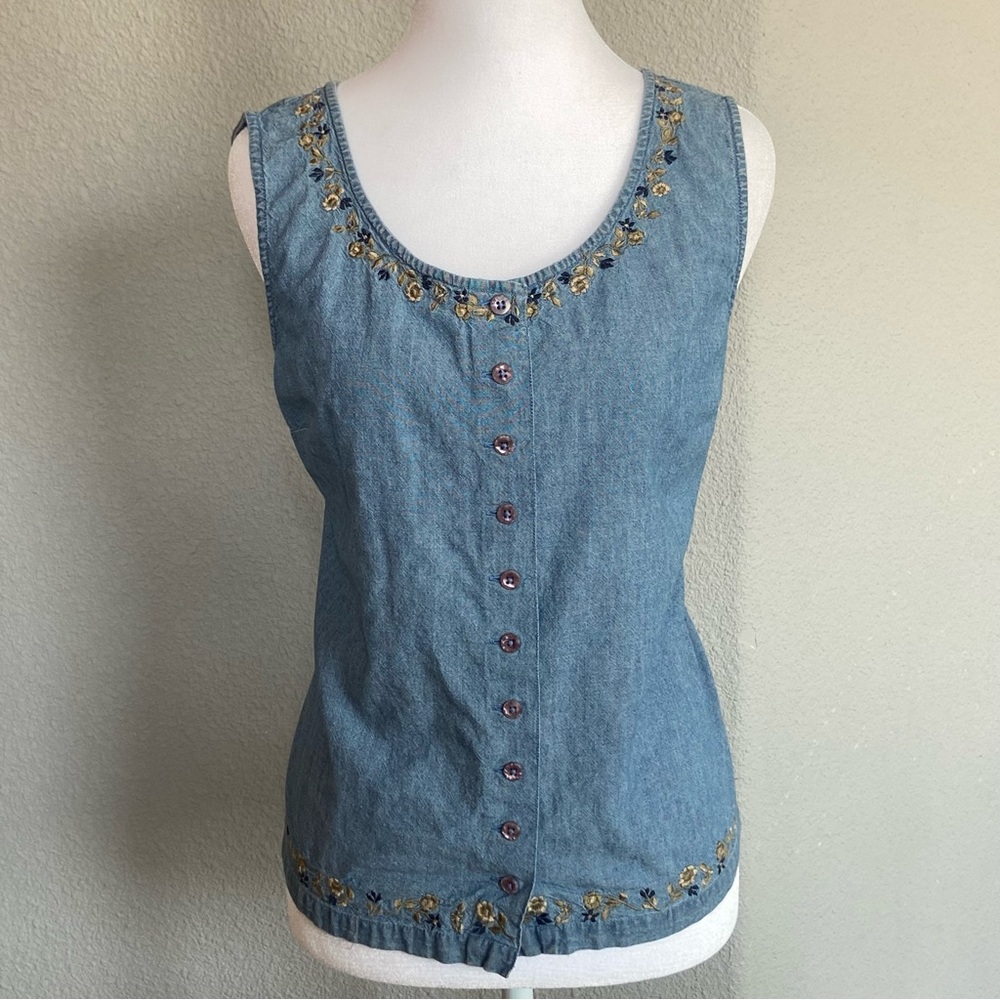 Van Heusen Blue Embroidered Tank Top